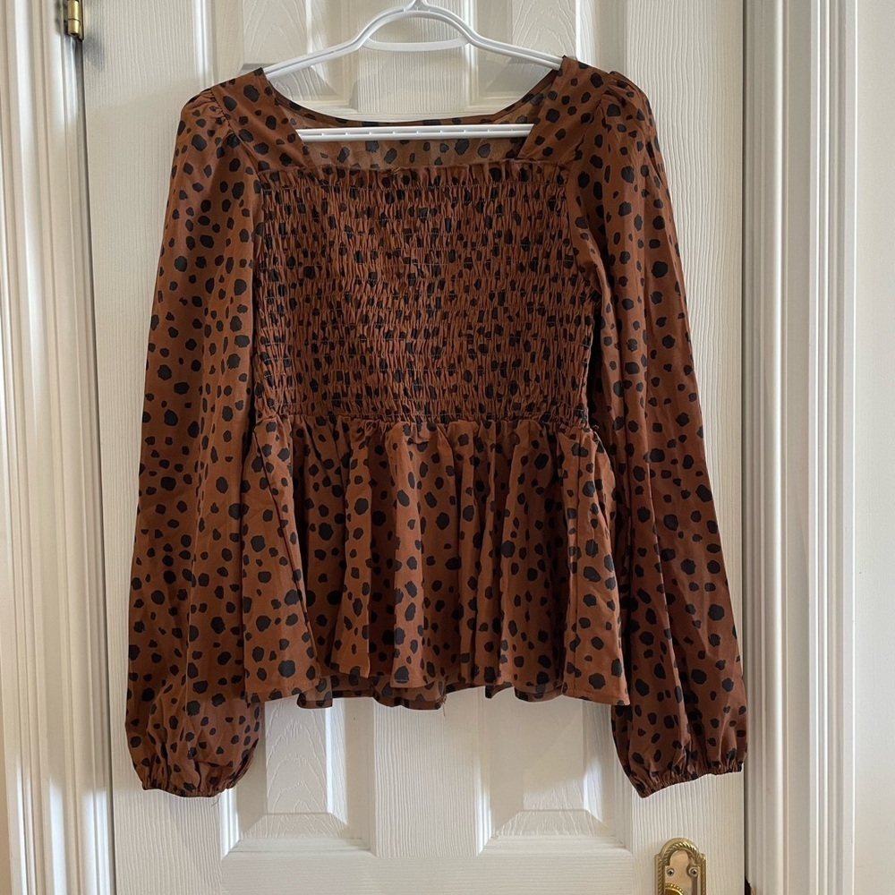Brown Polka Dot Women's Top